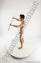 Nude Fighting with sword Man White Standing poses - ALL Athletic Short Brown Standing poses - simple Multi angles poses Realistic