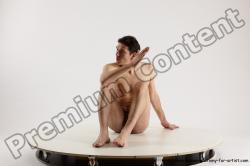 Nude Man White Sitting poses - simple Slim Short Brown Sitting poses - ALL Multi angles poses Realistic