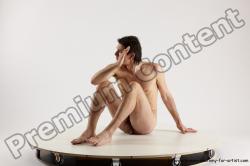 Nude Man White Sitting poses - simple Slim Short Brown Sitting poses - ALL Multi angles poses Realistic