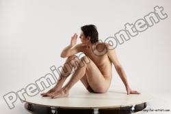 Nude Man White Sitting poses - simple Slim Short Brown Sitting poses - ALL Multi angles poses Realistic