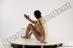 Nude Man White Sitting poses - simple Slim Short Brown Sitting poses - ALL Multi angles poses Realistic