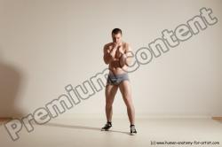 Underwear Martial art Man White Moving poses Athletic Short Brown Dynamic poses Academic