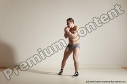 Underwear Martial art Man White Moving poses Athletic Short Brown Dynamic poses Academic