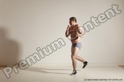 Underwear Martial art Man White Moving poses Athletic Short Brown Dynamic poses Academic