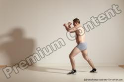 Underwear Martial art Man White Moving poses Athletic Short Brown Dynamic poses Academic