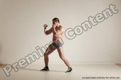 Underwear Martial art Man White Moving poses Athletic Short Brown Dynamic poses Academic