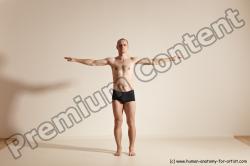 Underwear Gymnastic poses Man White Slim Bald Dancing Dynamic poses Academic