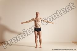 Underwear Gymnastic poses Man White Slim Bald Dancing Dynamic poses Academic