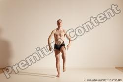 Underwear Gymnastic poses Man White Slim Bald Dancing Dynamic poses Academic