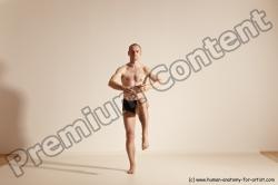 Underwear Gymnastic poses Man White Slim Bald Dancing Dynamic poses Academic