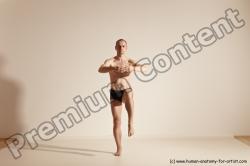 Underwear Gymnastic poses Man White Slim Bald Dancing Dynamic poses Academic