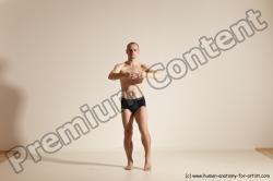 Underwear Gymnastic poses Man White Slim Bald Dancing Dynamic poses Academic