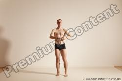 Underwear Gymnastic poses Man White Slim Bald Dancing Dynamic poses Academic