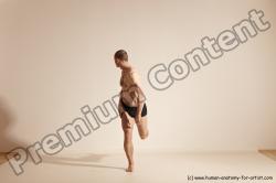 Underwear Gymnastic poses Man White Slim Bald Dancing Dynamic poses Academic