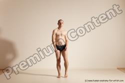 Underwear Gymnastic poses Man White Slim Bald Dancing Dynamic poses Academic