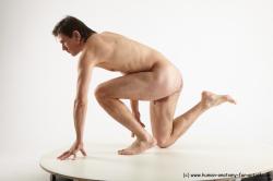 Nude Man White Kneeling poses - ALL Slim Short Brown Kneeling poses - on one knee Realistic