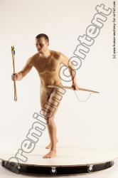 Nude Fighting Man White Slim Short Brown Multi angles poses Realistic