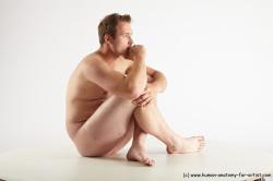 Nude Man White Sitting poses - simple Average Short Brown Sitting poses - ALL Realistic