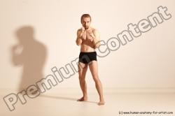 Underwear Martial art Man White Moving poses Slim Short Blond Dynamic poses Academic