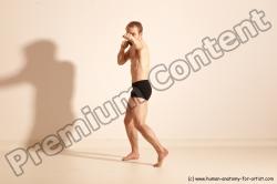 Underwear Martial art Man White Moving poses Slim Short Blond Dynamic poses Academic