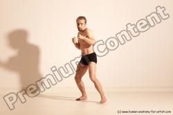 Underwear Martial art Man White Moving poses Slim Short Blond Dynamic poses Academic