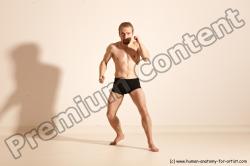 Underwear Martial art Man White Moving poses Slim Short Blond Dynamic poses Academic