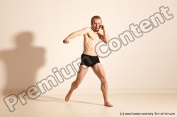 Underwear Martial art Man White Moving poses Slim Short Blond Dynamic poses Academic