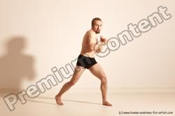 Underwear Martial art Man White Moving poses Slim Short Blond Dynamic poses Academic