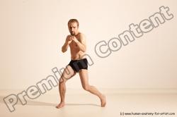 Underwear Martial art Man White Moving poses Slim Short Blond Dynamic poses Academic