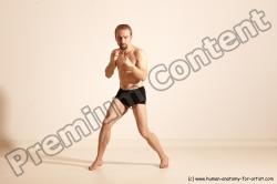 Underwear Martial art Man White Moving poses Slim Short Blond Dynamic poses Academic