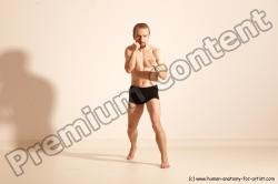 Underwear Martial art Man White Moving poses Slim Short Blond Dynamic poses Academic