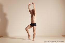 Underwear Gymnastic poses Man White Slim Bald Dancing Dynamic poses Academic