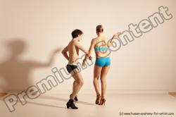 Underwear Woman - Man White Slim Short Brown Dancing Dynamic poses Academic