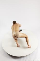 Nude Fighting with knife Man White Kneeling poses - ALL Slim Short Brown Kneeling poses - on one knee Multi angles poses Realistic