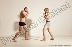 Underwear Martial art Man - Man White Moving poses Slim Short Blond Dynamic poses Academic