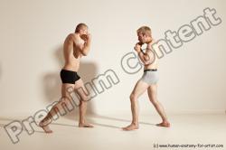 Underwear Martial art Man - Man White Moving poses Slim Short Blond Dynamic poses Academic