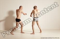 Underwear Martial art Man - Man White Moving poses Slim Short Blond Dynamic poses Academic