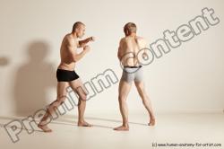 Underwear Martial art Man - Man White Moving poses Slim Short Blond Dynamic poses Academic