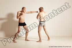 Underwear Martial art Man - Man White Moving poses Slim Short Blond Dynamic poses Academic