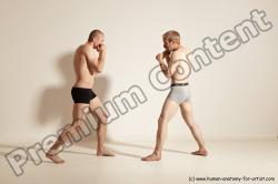 Underwear Martial art Man - Man White Moving poses Slim Short Blond Dynamic poses Academic