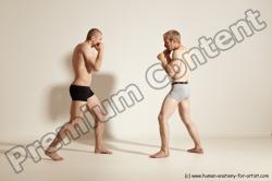 Underwear Martial art Man - Man White Moving poses Slim Short Blond Dynamic poses Academic