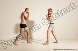 Underwear Martial art Man - Man White Moving poses Slim Short Blond Dynamic poses Academic