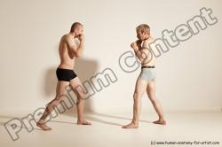 Underwear Martial art Man - Man White Moving poses Slim Short Blond Dynamic poses Academic