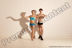 Underwear Woman - Man White Slim Short Brown Dancing Dynamic poses Academic