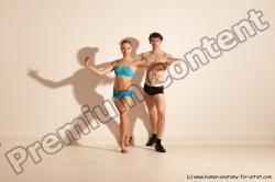 Underwear Woman - Man White Slim Short Brown Dancing Dynamic poses Academic