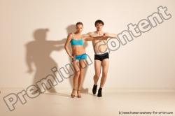 Underwear Woman - Man White Slim Short Brown Dancing Dynamic poses Academic