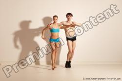 Underwear Woman - Man White Slim Short Brown Dancing Dynamic poses Academic