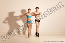 Underwear Woman - Man White Slim Short Brown Dancing Dynamic poses Academic