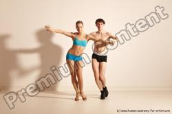 Underwear Woman - Man White Slim Short Brown Dancing Dynamic poses Academic