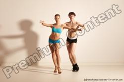 Underwear Woman - Man White Slim Short Brown Dancing Dynamic poses Academic